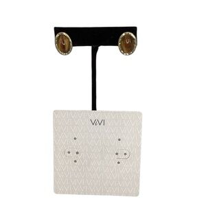 NWT ViVA Brown Cabochon Oval Stone Stud Earrings